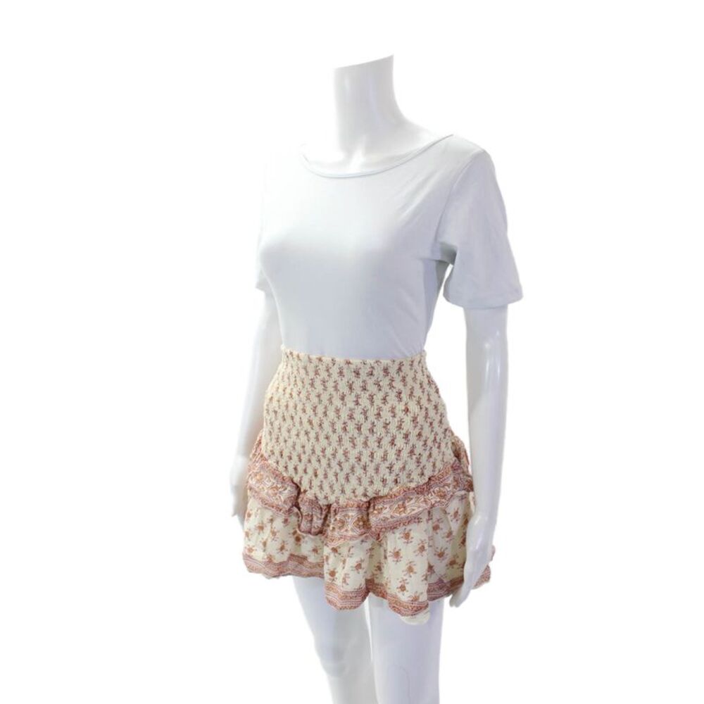 Saylor Women's Smoced Waiats Ruffle Tiered Lined Mini Skirt Floral Size S - Picture 2 of 5